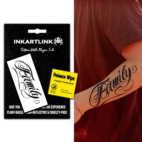 INKARTLINK Temporary tattoo, magical tattoo lasts 7-15 days, waterproof and non-reflective, exquisite packaging, unique design(English Flower Font)