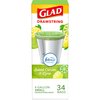 Glad Trash Bags, OdorShield Small Drawstring Garbage Bags - Febreze Sweet Citron & Lime - 4 Gallon - 34 Count - 6 Pack
