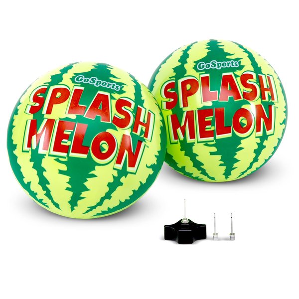 GoSports Splash Melon Pool Ball Party Toy - Includes Two 9 Inch Watermelons, Hose Fill Adapter, and 3 Needles