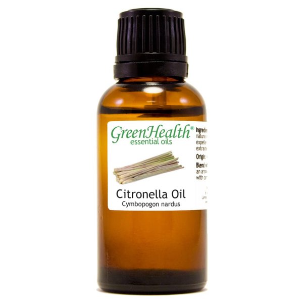 Citronella Essential Oil – 1 fl oz (30 ml) Glass Bottle – 100% Pure Essential Oil – GreenHealth
