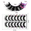 LoveOurHome 7 Pairs Fake Eyelashes Fluffy False Eyelashes Faux Mink Wispy Lashes Natural Look Lash Extension Eye Lashes 21mm 6D Volume Colorful Strips False Lashes with Tweezers for Women Teen Girls