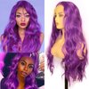 BLUPLE Purple Lace Front Wigs Long Body Wave Heat Resistant Free Part 22 Inch Synthetic Hair Replacement Wigs for Women Cosplay Party Show