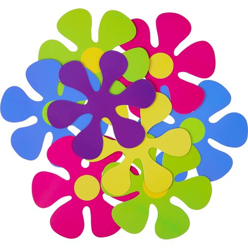 50 Pieces Retro Flower Cutouts Retro 60s Party Prop Paper Flower Cutout for Party Decorations (Bright Color)