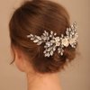 BERYUAN Bridal White Flower Silver Crystal Rhinestone Hair Comb for Bride Bridesmaid Sliding side Headpieces Wedding Hair Accessories for Women and Girls (Silver)