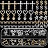50Pcs Heart Nail Charms, Gold+Silver Butterfly Dollars Star Heart Cross 3D Alloy Nail Art Charms, Alloy Nail Gems Charms Nail Jewels Nail Rhinestones for Nail Art DIY Nail Supplies Decor