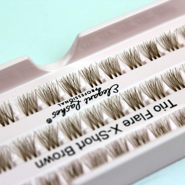 Elegant Lashes Trio Flare - X-SHORT Brown Individual Lashes (Double Pack - 2 Trays)