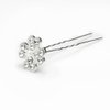 Silver Rhinestone Flower with Mini Pearl Center Bridal Hair Pin - Set Of 2