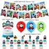 Hanjiejie Thomas Train birthday party supplies, including cake caps, cupcake caps, flags, Latex Balloons, It is very suitable for boy's and girl themed birthday party supplies.