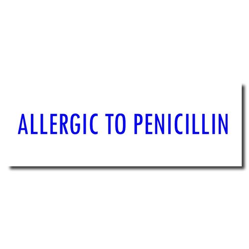 Large Self-Inking Doctors Office Stamp, Allergic to Penicillin, Blue Ink, Ideal for Health Information Technicians - Durable, 7/8 x 2-1/4, Essential Medical Office Supply, Efficient and Easy to Use