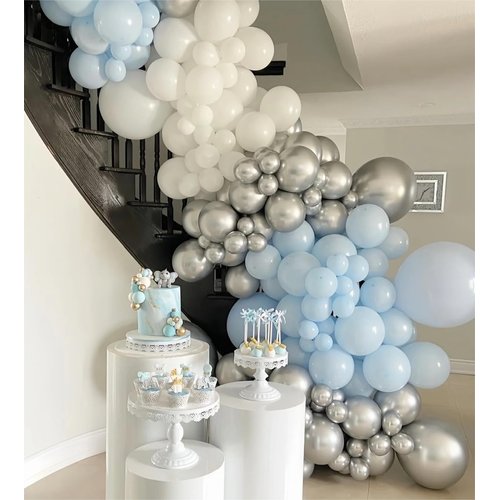 MOXMAY 102 Pieces White Balloons 18In 12In 10In 5In Different Sizes Party Balloon Kit for Birthday Halloween Christmas Wedding Baby Shower Bride Party Decoration (White)