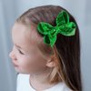 2 PCS 4 Inch Sequins Hair Bows Alligator Hair Clip Hair Barrettes Accessories for Women Teens Girls Kids (Green)