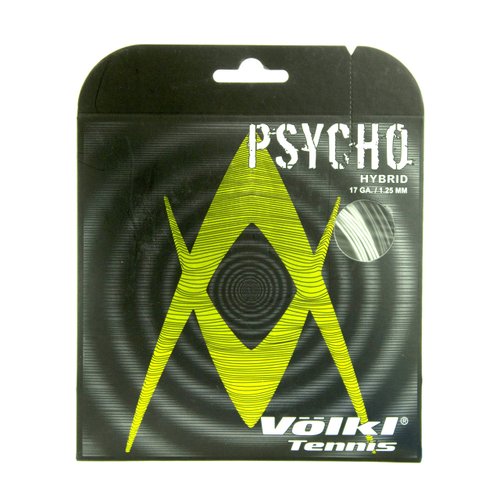 Volkl Psycho Hybrid | Tennis Racquet String | Power Fiber II + Cyclone String | Feel & Spin | Ten-Sided Co-Polymer String Black/Silver