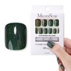 MelodySusie Press on Nails Short Square Acrylic Fake Nails Kits Press on False Supremely Fit & Natural Nails Stick On Nails in 30pcs 12Sizes Disposable Manicure for Women and Girls, Forest Green