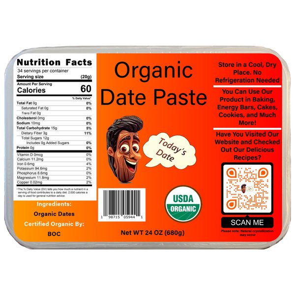 Today's Date | Organic Date Paste | 1.5 lbs | Vegan, Gluten Free, Keto, Paleo, No Added Sugar | Low Gi Foods For Breakfast