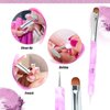 French Manicure Brush -Two Way Nail Art Brush with Dotting Manicure Tool for Manicure Cuticle Clean Up Nail Art Design- Professional Nail Salon Quality Brush, Nail Dotting Pen (10#, Pink)