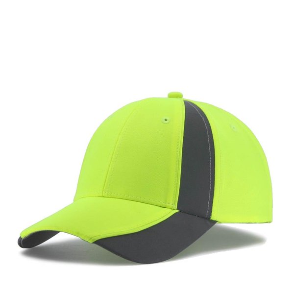The Vintage Year Reflective High Visibility Piping Neon Polyester Twill Low Profile Structured Baseball Cap (Neon Yellow/Ref.Gray)