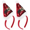 2pcs Christmas Santa Hat Headbands Sequined Plush Xmas Party Hair Bands Hair Hoops Headdress Hair Accessories for Girls Chidren