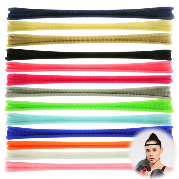 13PCS Thick Hair Ties Thick Hair Workout Headbands for Women, Silk Scrunchies for Hair，Sweatbands Sweat Bands Thin Headbands for Women non Slip, Hair Rubber Bands no Damage for Hair