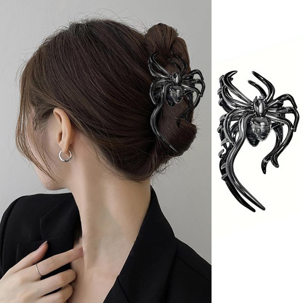 FRUZJAY Black Spider Hair Clips Halloween Hair Claw Clips Metal Spider Hair Jaw Clamps Punk Hair Clamp Y2K-Style Hair Accessories Gothic Hair Barrettes Cute Spider Halloween Hair Decoration for Women
