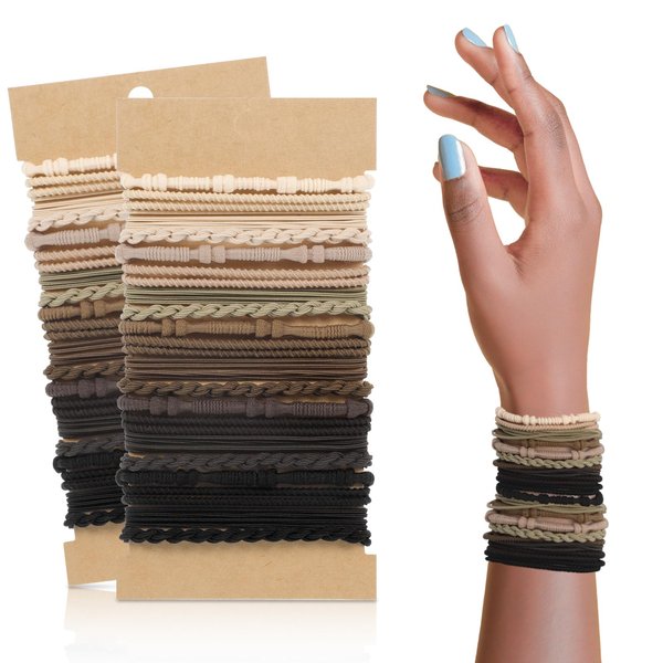 40 Pcs Boho Hair Ties, Hair Ties Bracelets for Women Neutral Colors Hair Ties No Damage Boho Hair Accessories