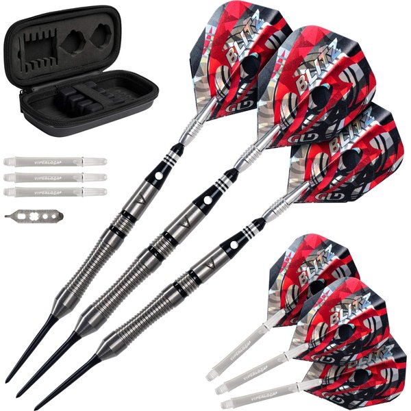 Viper by GLD Products unisex adult Viper Blitz 95 Tungsten Steel Tip Dart Set with Case 22 Grams, Black, 22-Gram US
