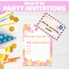 BestaFiesta 36 Kids Childrens Birthday Party Invitations with Folding Envelope Design and Holographic Stickers (Pink)