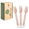 Weemium Wooden Forks Disposable - 100 Splinter-free 6.5" Compostable Forks – Biodegradable and Eco friendly Disposable Forks Utensils for Outdoors and Parties