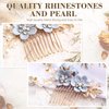 Yeshone 5 Pieces Wedding Hair Comb Bridal Hair Pins Crystal Pearl Hair Accessories Rhinestone Flower Hair Piece for Wedding Bride Women(Light Blue,Fresh Style)