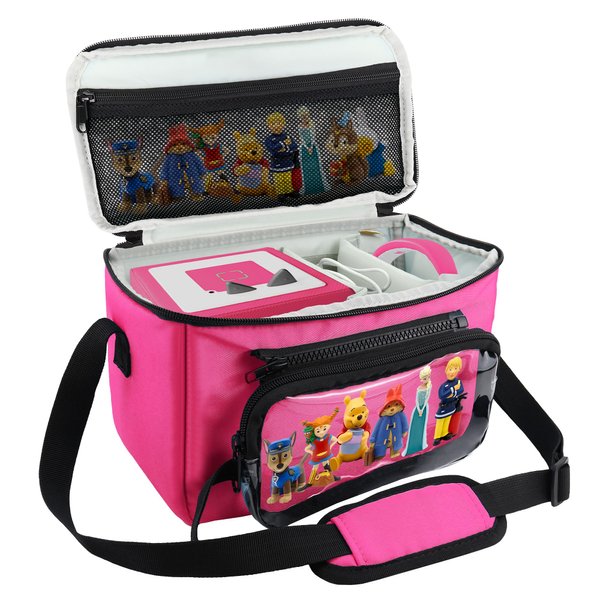 Bag for Toniebox and Figeures, Carrying Case Compatible with Yoto Player, Display Holder Compatible with Yoto Cards, Travel Accessories for Toniebox Starter Set, Pink