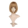 QUEENTAS Short Blonde Bob Wig with Air Bangs Chin Length Short Bob Wig Heat Resistant Synthetic for Women with Wig Cap (Hazelnut color#73) (A-Strawberry Blonde)