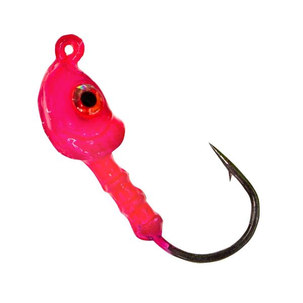 Charlie's Worms Fishing Lures Jig Heads with Double Eye Ball and Sharp Sturdy Hook for Saltwater Freshwater Bass Trout (Pink, 1/8oz.) 6pk.