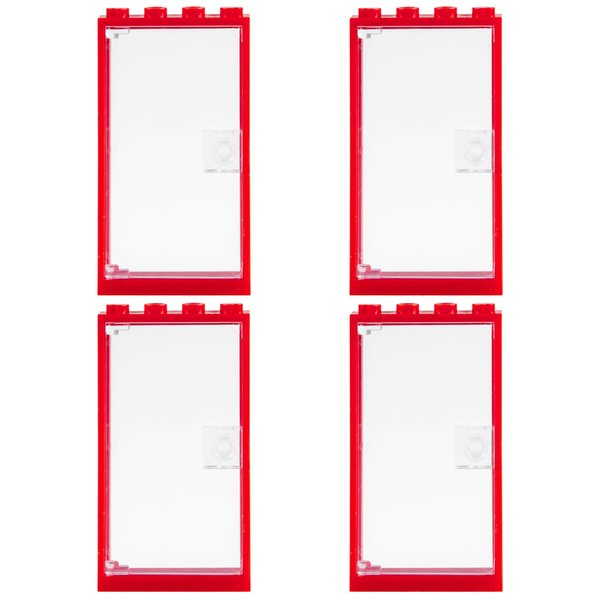 HIMIRICH Doors Building Block Parts Toy, MOC Creative Building Block Decoration Accessories Compatible with Classic Bricks for 3+ Years, 4 Pieces(Red)