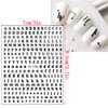 7 Sheets Black Nail Art Stickers, 3D Geometry Nail Transfer Decals, Butterfly Heart Letters Numbers Stars Eyes Nail Self-Adhesive Sticker Design for Women Girls Manicure Charms Decorations