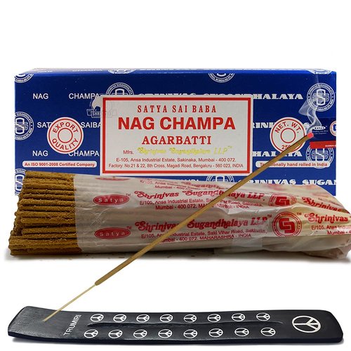 TRUMIRI Incense Stick Holder Bundle with Satya Sai Baba Nagchampa 250g Bulk Incense Sticks Nag Champa Agarbatti - Pack of 1 (Approx 250 Insence-Sticks)