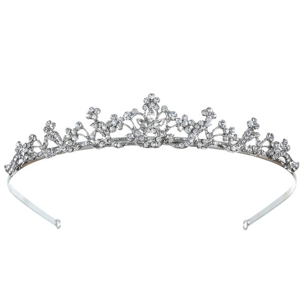 Elegant Bridal Floral Rhinestone Crystal Wedding Prom Tiara Crown T1076