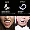 4Pairs Vampire Teeth+6 Sheets Oversized Fake Tattoos,Halloween Vampire Cosplay set Vampire Fangs Bloody Wound Temporary Tattoo for Women Men Kids Halloween Party Cosplay