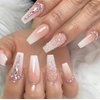 Yivaiks 24 Pcs Advanced Hand Made Customization Press on Nails, Luxurious Rhinestone Design Ballerina Fake Nails，Perfect Accessory for Banquets, Soirees, Parties(GD-004)