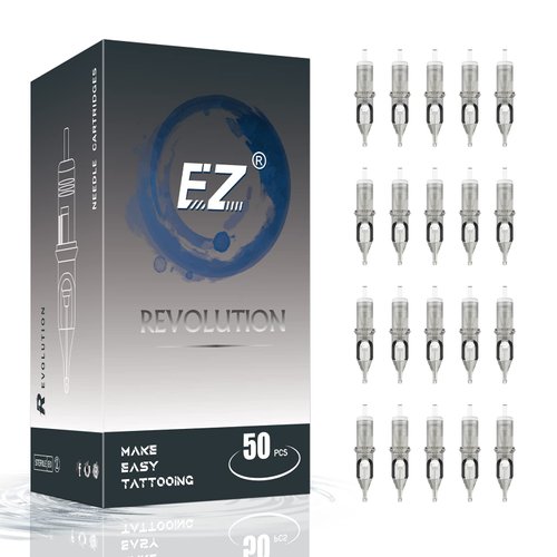 EZTAT2 Tattoo Cartridge Needles Assorted - 50Pcs #12 Mixed (3RL 5RL 7RL 9RL 11RL) Standard Round Liner Tattoo Needle Cartridges for Tattooing Rotary Tattoo Pen Machine Supply - Revolution