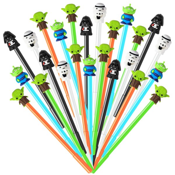 25PCs Galaxy Wars Party Favors Gel Pen, Baby Star Themed Pens Black Baby Yoda Pens Cute Kawaii Gifts for Kids Decorations, Galaxy Wars Themed Party Supplies Pinata Stuffers and School Office Supplies