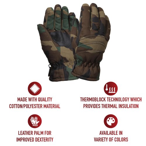 Rothco Insulated Hunting Gloves, Woodland Camo - L