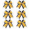 8 Inch 3 Colors 3 Layers 6 Pcs Cheerleader Bows Jumbo Cheerleading Bows Hair Elastic Hair Tie for High School College (Black/White/Yellow gold)