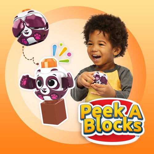 Mega Bloks Peek A Blocks Panda Slide with Big Building Blocks, Building Toys for Toddlers (14 Pieces)