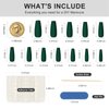 24Pcs Press on Nails for Women Girl, Solid Extra Long Coffin Fake Nails Artificial Fingernail, Reusable with Adhesive Tabs for Gift Parties Festival Makeovers (Dark Green)