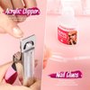 FANDAMEI Acrylic False Nail Tips kit, 600 PCS Full Cover Clear Fake Nail Tips with Nail Glue, Nail Butterfly Glitter, Nail Foil Chip, AB Nail Rhinestones,Nail Clipper,Nail File, Nail Brush,Nail Buffer