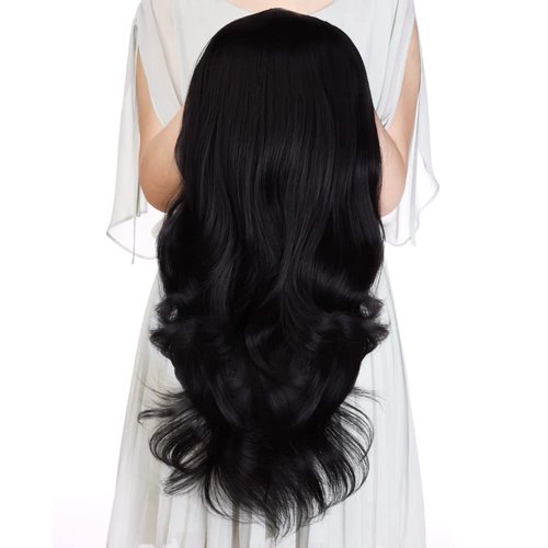 24" Long Wavy Clip in Half Head Tied Wig Premium Japanese Synthetic Kanekalon fibers Hair Extensions For Women 210g 11#
