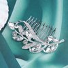 Yheakne Crystal Wedding Hair Comb Silver Rhinestone Hair Comb Barrette Bling Bridal Hair Clips Headpieces Decorative Head Comb Headwear Cz Crystal Hair Piece Sparkle Bride Hair Accessories for Women and Girls