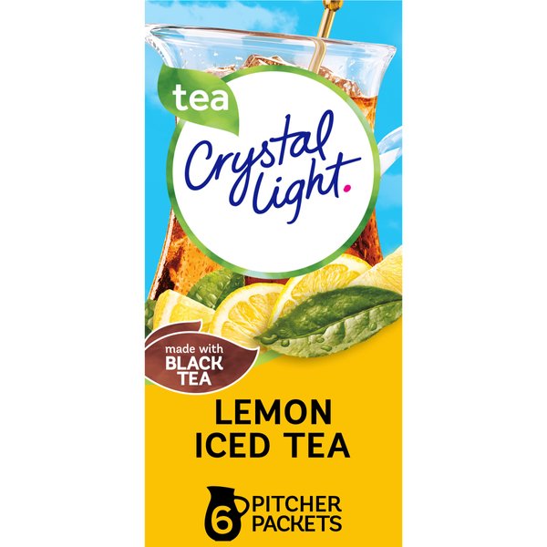 Crystal Light Sugar-Free Lemon Iced Tea Naturally Flavored Powdered Drink Mix 6 Count Pitcher Packets