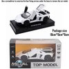 White Lambo Aventador Toy Car Model Pull Back Vehicles Diecast with Light & Sound