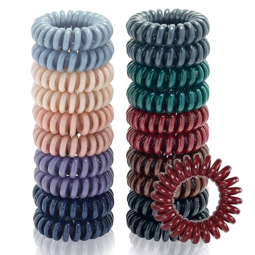 TailaiMei 20 Pcs Spiral Hair Ties, TailaiMei No Crease Coil Hair Ties, Phone Cord Hair Ties for Thick Hair - Women Ponytail Holder Elastics(10 Color)
