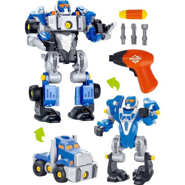 Take Apart Robot Toy with Power Drill – 3-in-1 STEM Educational Buildable Robot Kit for 3, 4, 5 Year Old Boys – DIY Construction Toy
